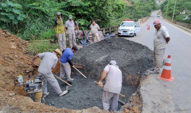 PMV faz reparos na cabeceira do viaduto de Silvestre