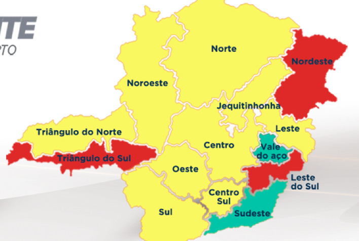 Somente a Leste do Sul e outras duas macrorregiões seguem na onda vermelha do Minas Consciente